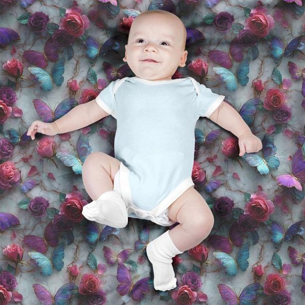 پارچه مخمل روتختی یک نفره پارچه باما طرح سه بعدی پروانه کد 5013869