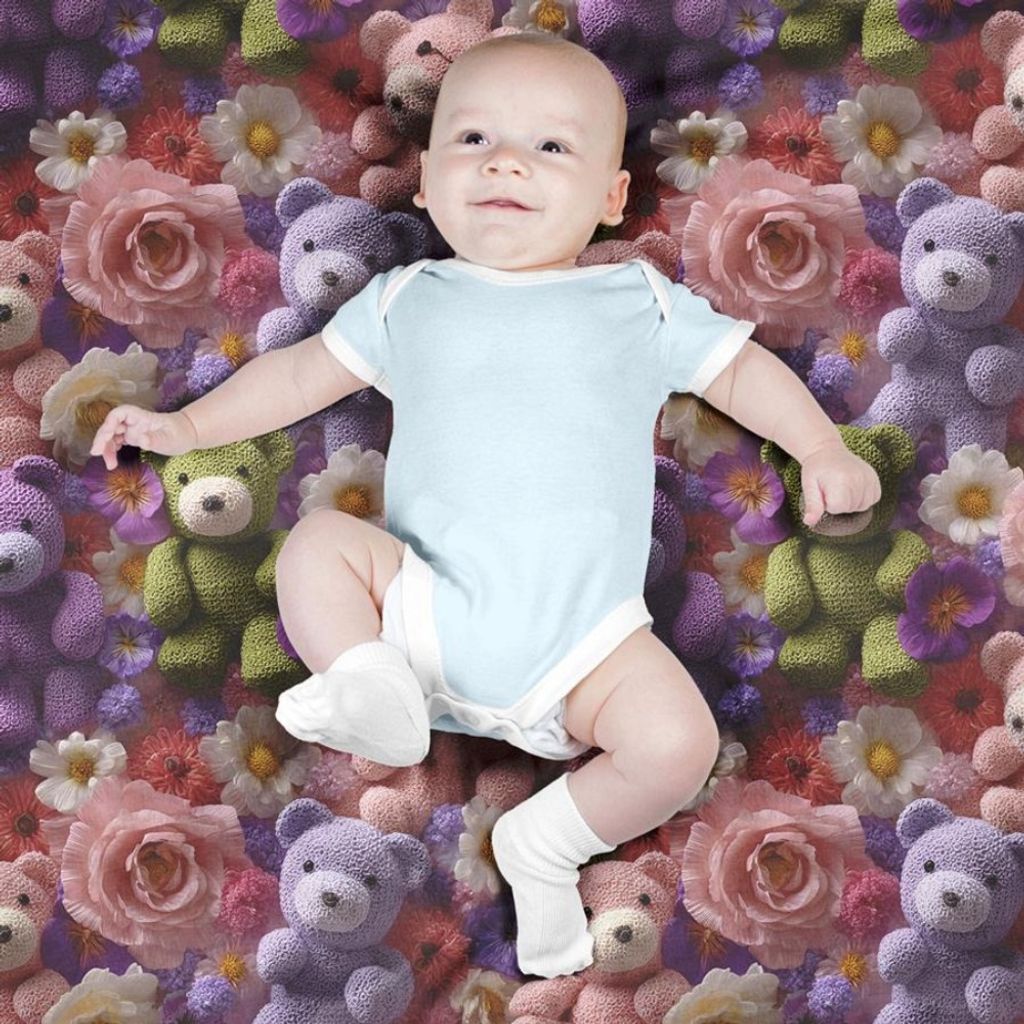 قیمت ارزان پارچه مخمل روتختی یک نفره پارچه باما طرح سه بعدی عروسکی کد 5013872