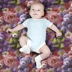 قیمت ارزان پارچه مخمل روتختی یک نفره پارچه باما طرح سه بعدی عروسکی کد 5013872