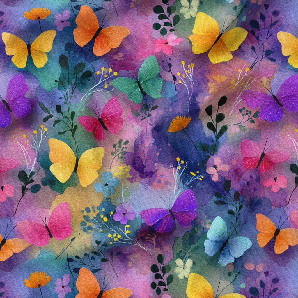 مشخصات پارچه مخمل روتختی یک نفره پارچه باما طرح سه بعدی پروانه آبرنگی کد 5013881