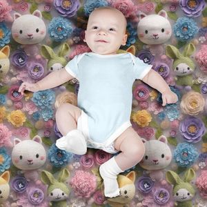 خرید انلاین پارچه مخمل روتختی یک نفره پارچه باما طرح سه بعدی عروسکی  کد 5013883