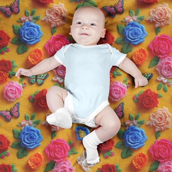 پارچه مخمل روبالشی پارچه باما طرح سه بعدی پروانه وگل کد 5013906