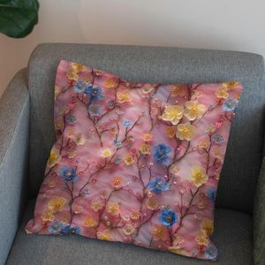 قیمت ارزان پارچه مخمل روبالشی پارچه باما طرح سه بعدی گل جان کد 5013910