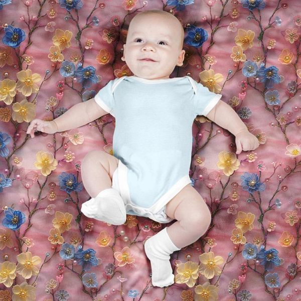 پارچه مخمل روبالشی پارچه باما طرح سه بعدی گل جان کد 5013910