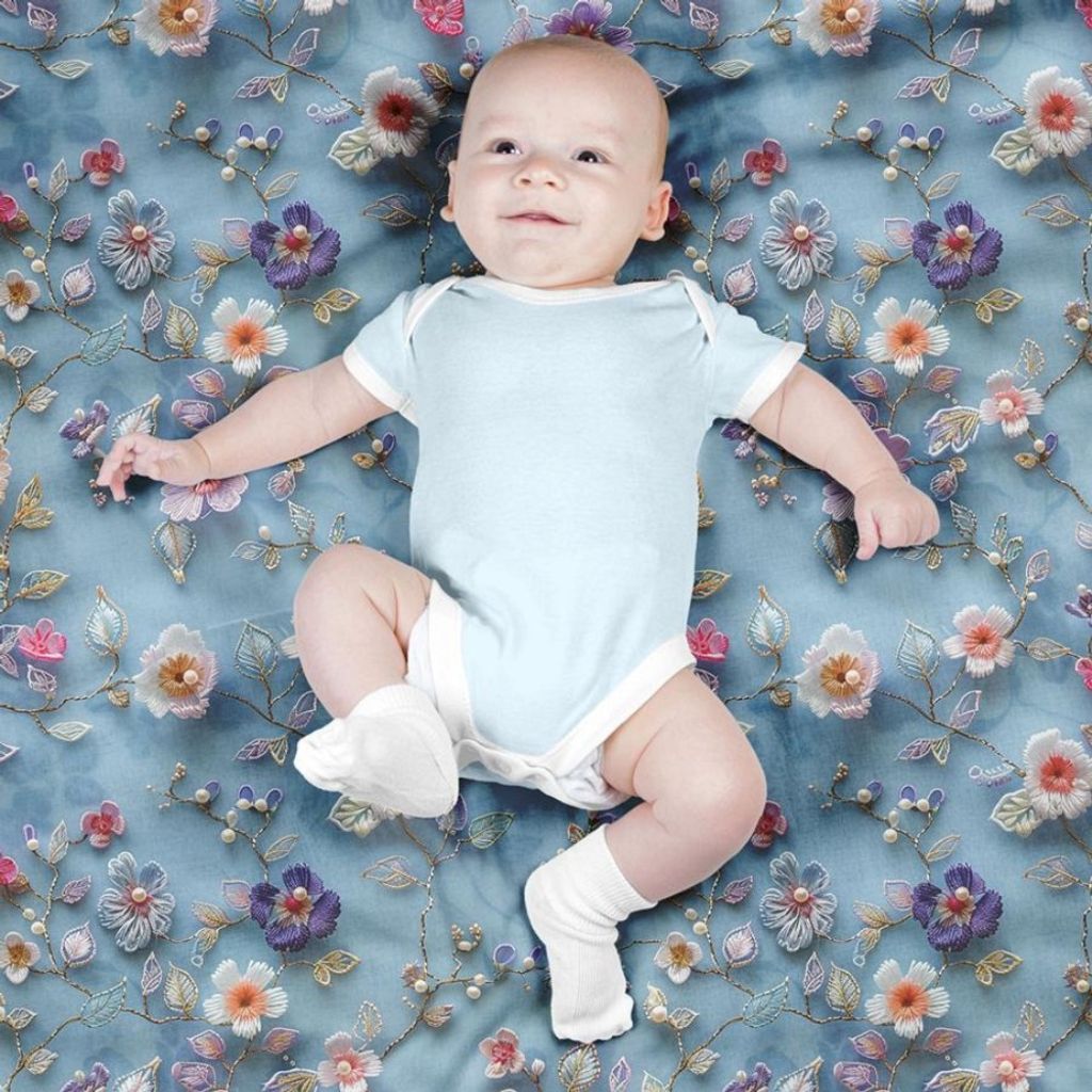 خرید آنلاین پارچه مخمل روبالشی پارچه باما طرح سه بعدی گل بهار کد 5013912