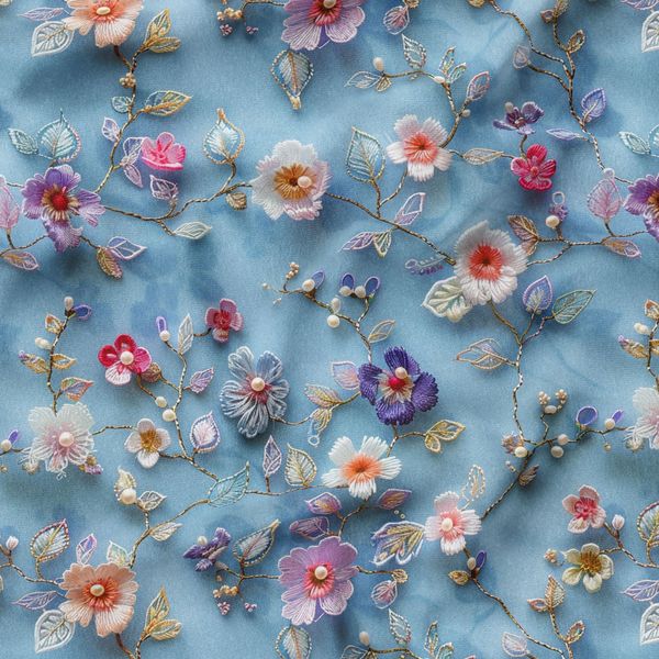 پارچه مخمل روبالشی پارچه باما طرح سه بعدی گل بهار کد 5013912