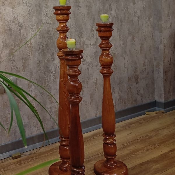 ست جا شمعی چوبی