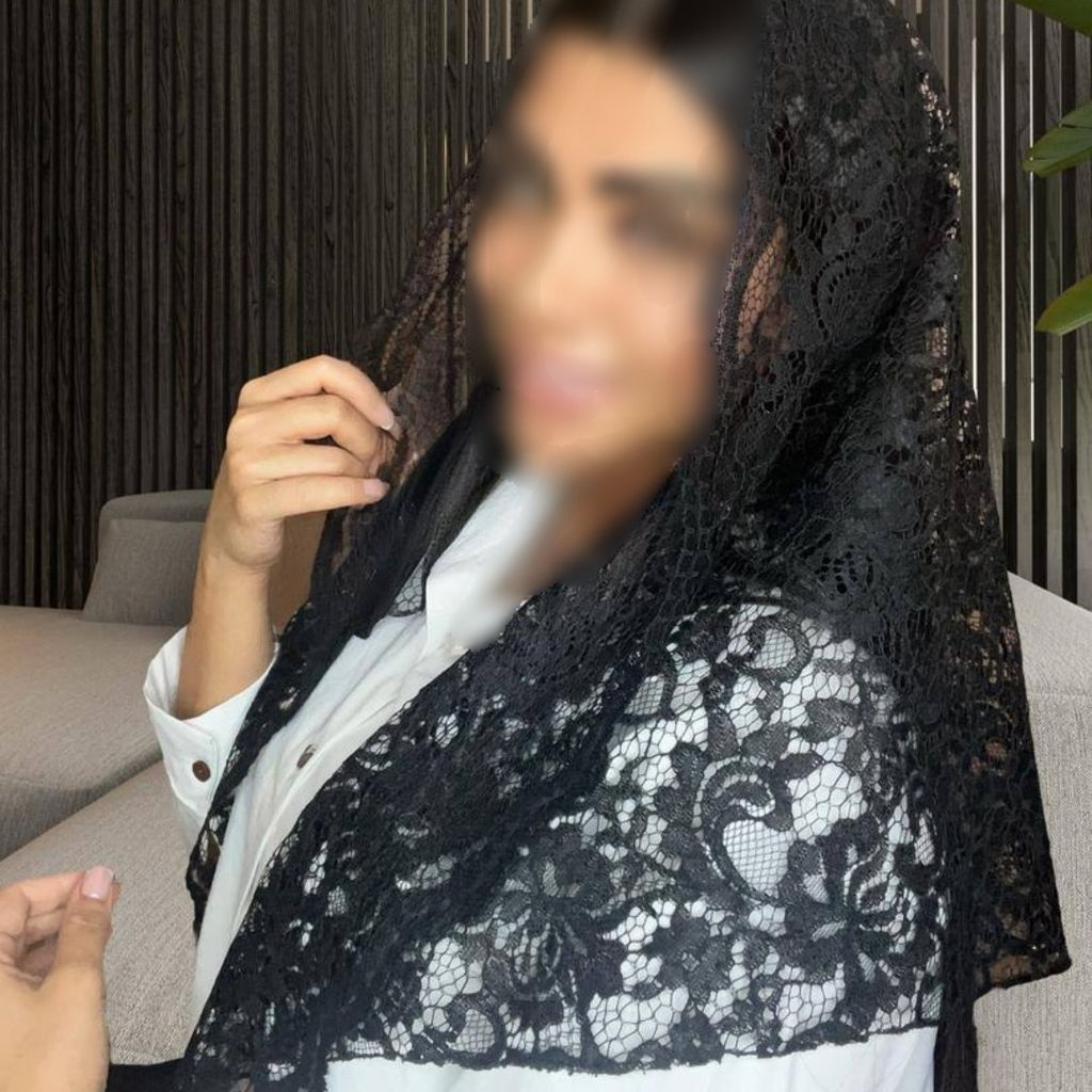 فروش اینترنتی روسری مشکی مجلسی مزونی سه گوش گیپور وارداتی