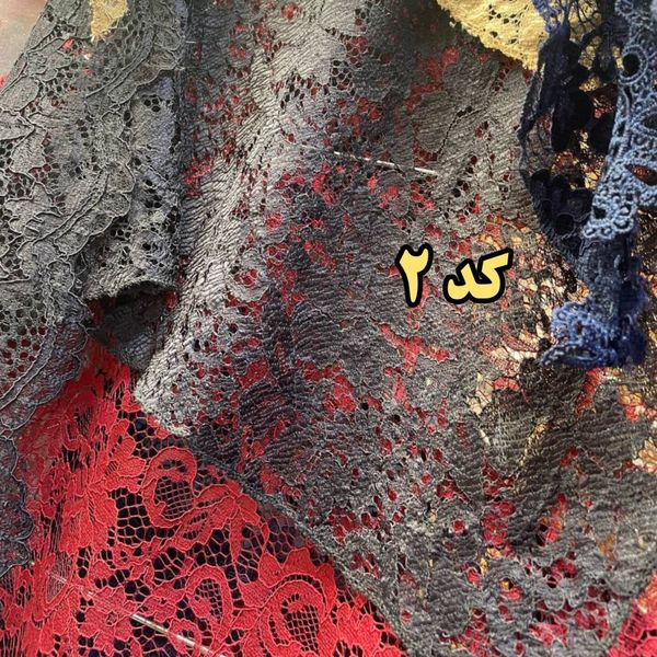 روسری مشکی گیپور مجلسی مزونی سه گوش وارداتی