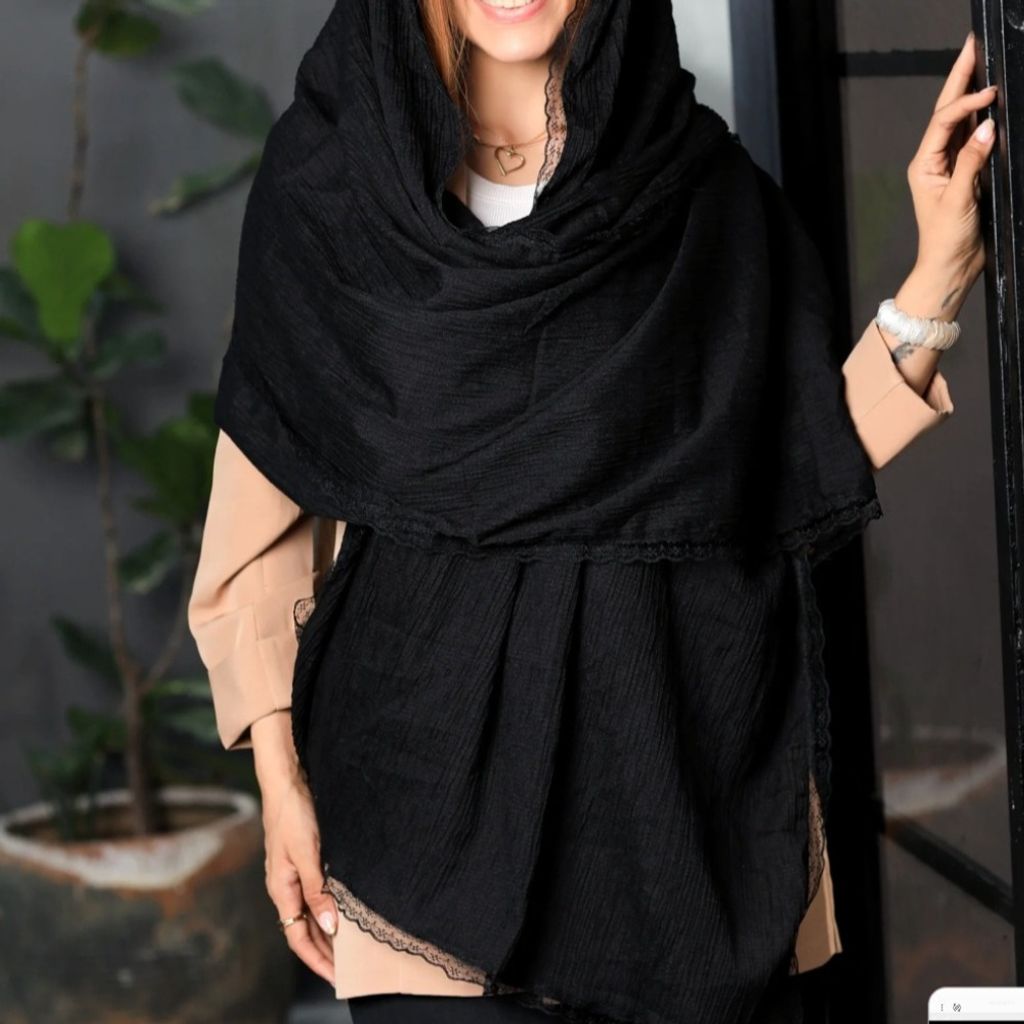 خرید اینترنتی شال پفکی دور دانتل