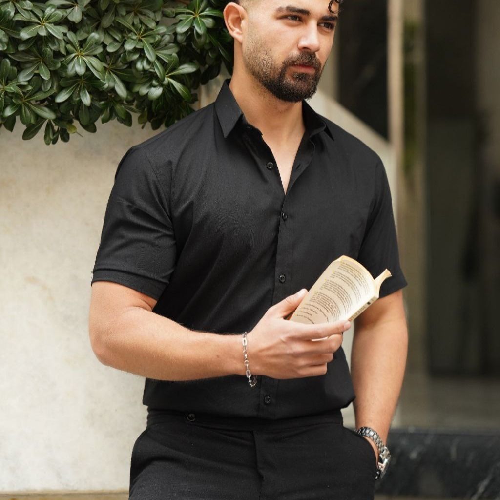 قیمت ارزان پیراهن مردانه مشکی محرمی