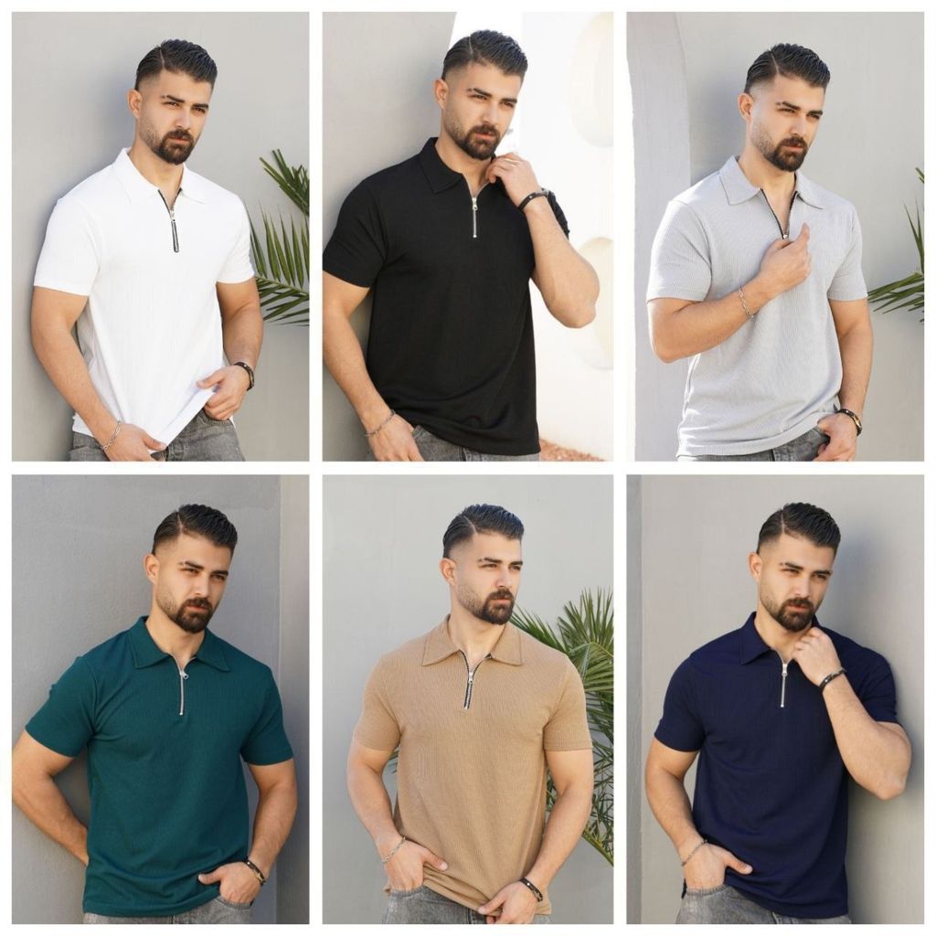 خرید انلاین تیشرت یقه زیپدار