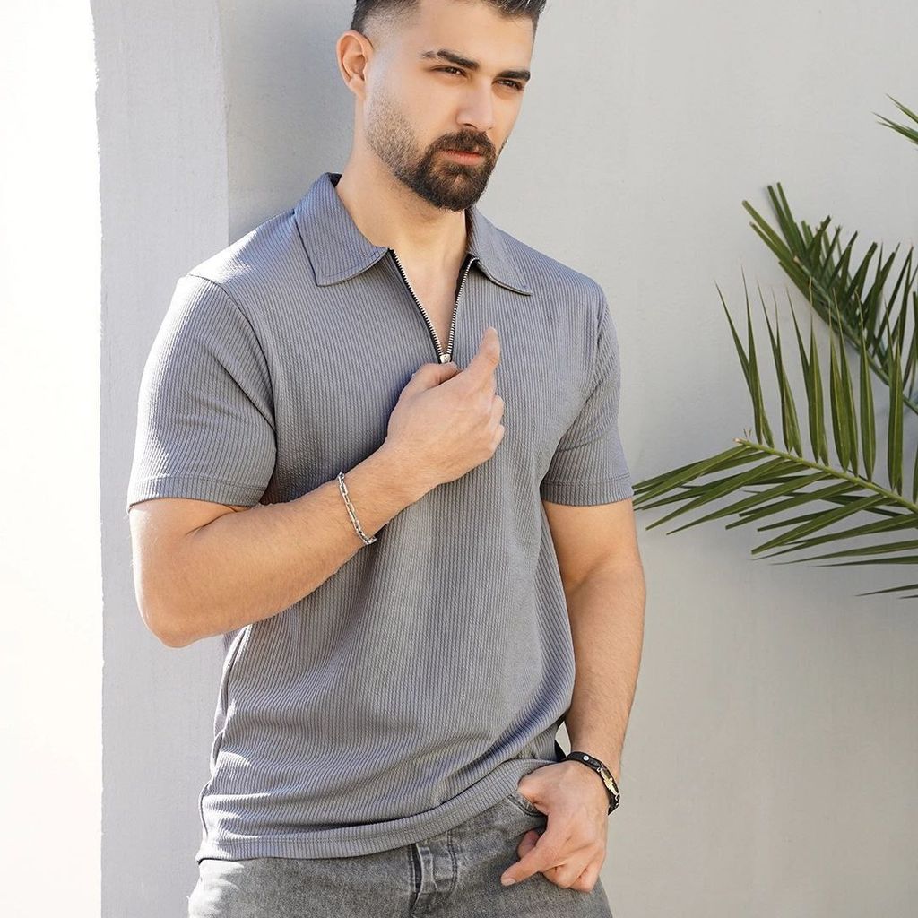 خرید اینترنتی تیشرت یقه زیپدار