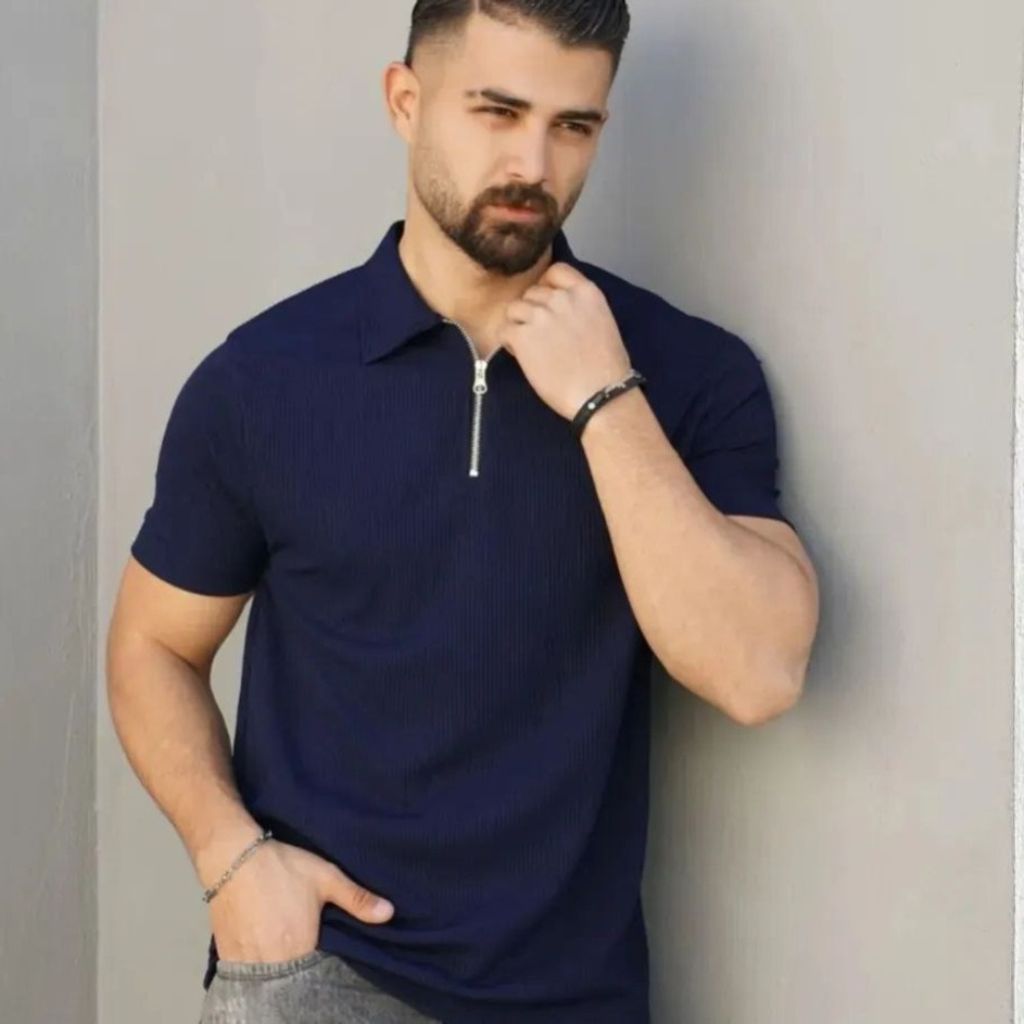 خرید آنلاین تیشرت یقه زیپدار