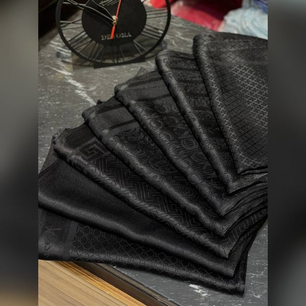 شال مشکی ژاکارد ابریشم شاین دورو