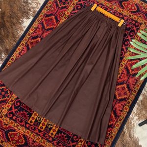 خرید آنلاین دامن لینن قهوه ای قد 90-95