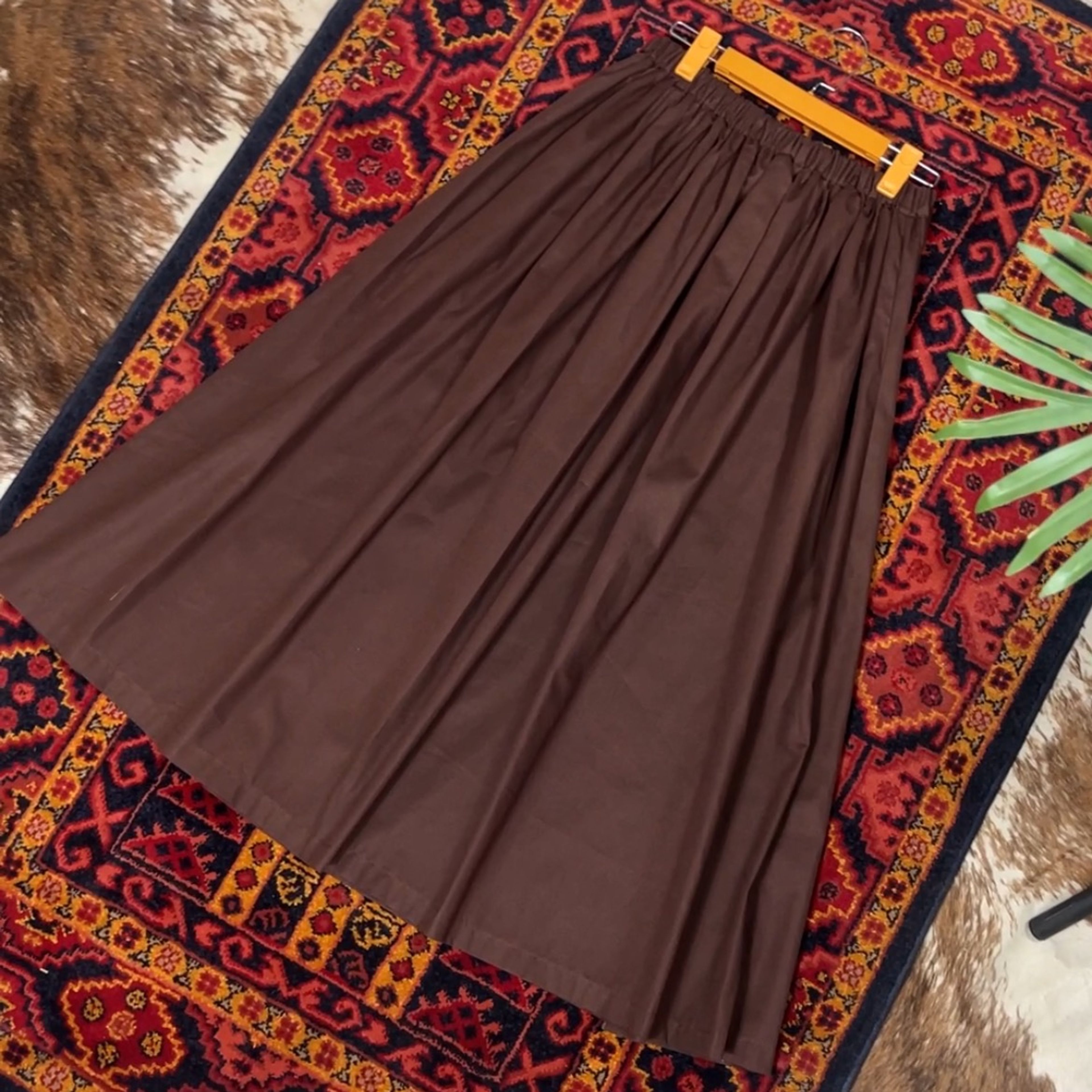 خرید آنلاین دامن لینن قهوه ای قد 90-95