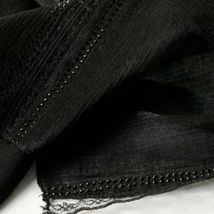 خرید انلاین شال ابریشم مجلسی مشکی مزونی حاشیه دانتل وارداتی