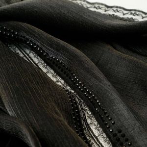 قیمت شال ابریشم مجلسی مشکی مزونی حاشیه دانتل وارداتی