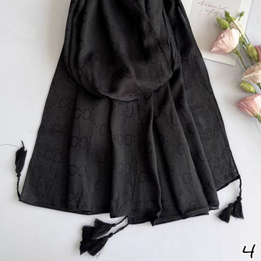 قیمت ارزان شال ژاکارد مشکی هانا