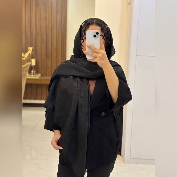 روسری مشکی ژاکارد ابریشم شاین