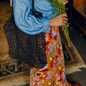 شلوارلینن گل نارنجی