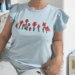 خرید اینترنتی تیشرت زنانه آستین چین دار