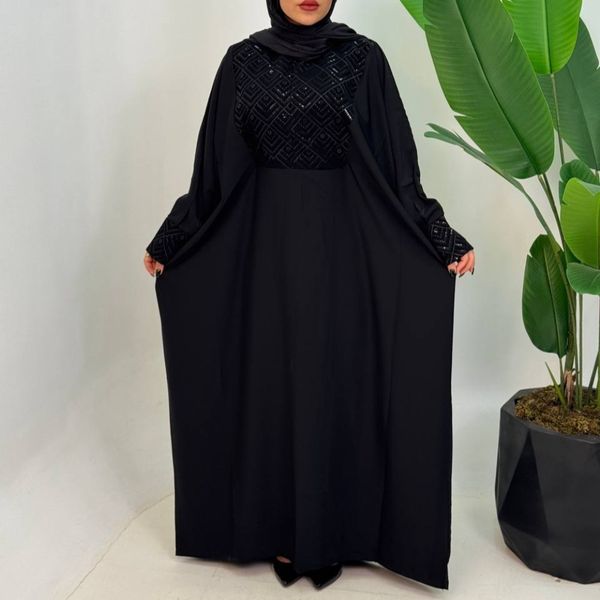 عبایی زنانه الیزه یقه مخملی زیپ دار
