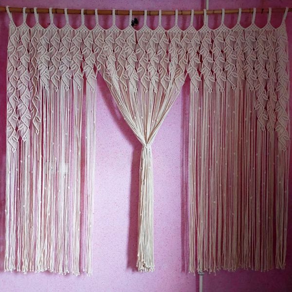 پرده مکرومه بافی طرح پیچک