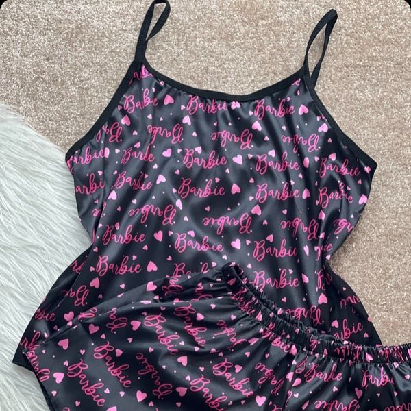 ست تاپ و شلوارک ساتن طرحدار