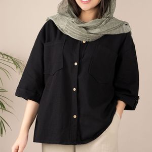 فروش اینترنتی شومیز دو جیب مشکی هانا