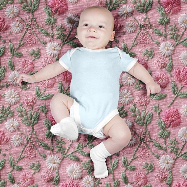 پارچه مخمل روبالشی پارچه باما طرح سه بعدی گل بهاری کد 5013924