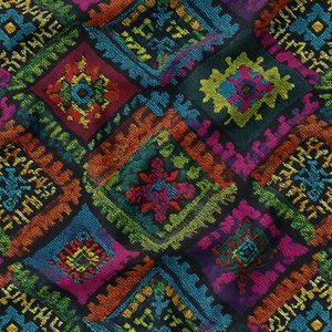 خرید اینترنتی پارچه مخمل روبالشی پارچه باما طرح سه بعدی سنتی کد 5013948
