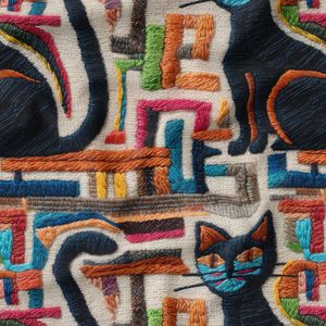 خرید اینترنتی پارچه مخمل روبالشی پارچه باما طرح سه بعدی گربه کد 5013950