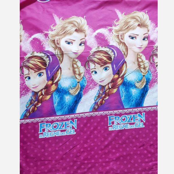 پارچه متری رنگ ثابت طرح السا و انا صورتی دوخت روتشکی و روتختی در ابعاد مختلف