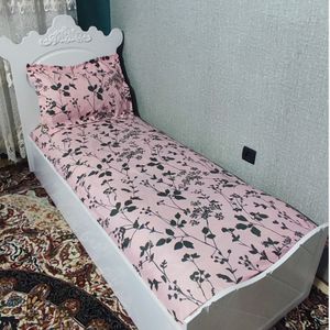 خرید آنلاین  ملحفه تخت یک نفره صورتی طوسی
