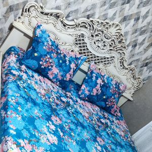 فروش اینترنتی ملحفه کشدوزی شده تخت دونفره ابی