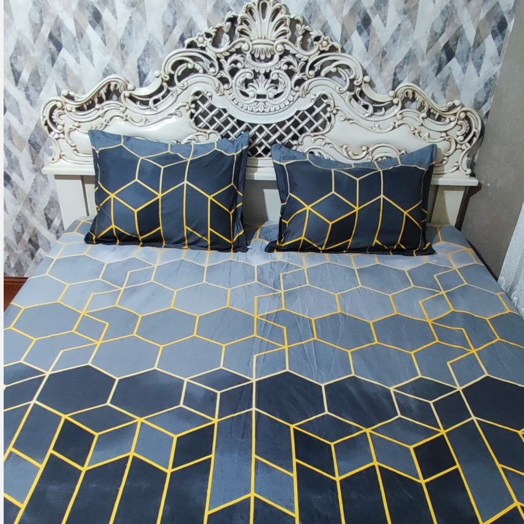 خرید اینترنتی روتختی نیم ست تخت دونفره  طرح سه بعدی 