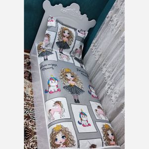 خرید آنلاین ملحفه روتختی تشک تک نفره عروسکی تک شاخ طوسی
