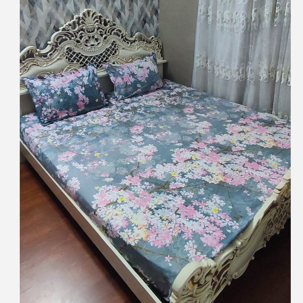 نیم ست روتختی دونفره شکوفه صورتی