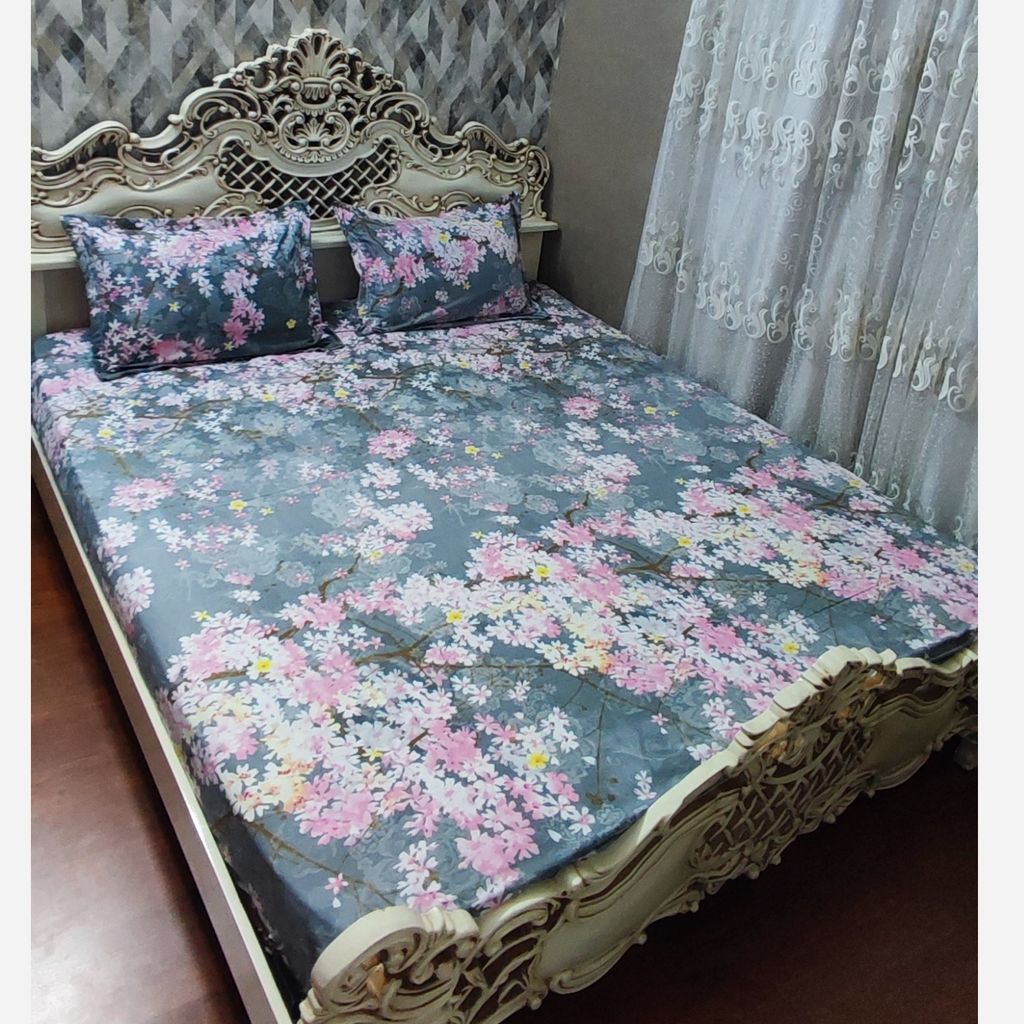 خرید آنلاین نیم ست روتختی دونفره شکوفه صورتی