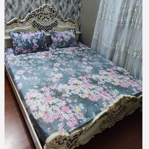 خرید آنلاین نیم ست روتختی دونفره شکوفه صورتی
