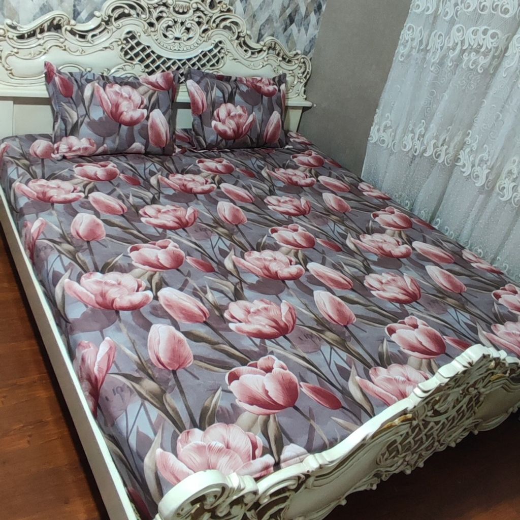 خرید اینترنتی نیم ست روتختی دونفره طرح گل لاله