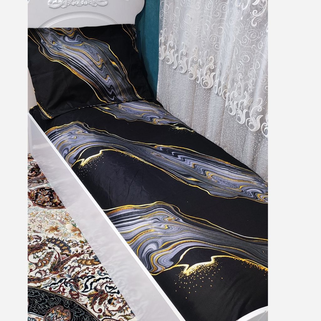 خرید اینترنتی روتختی دورکشدوزی شده سنگی مشکی جدید یک نفره