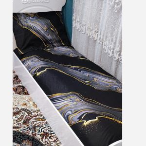خرید اینترنتی روتختی دورکشدوزی شده سنگی مشکی جدید یک نفره