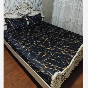 روتختی دونفره طرح ماربل مشکی طلایی