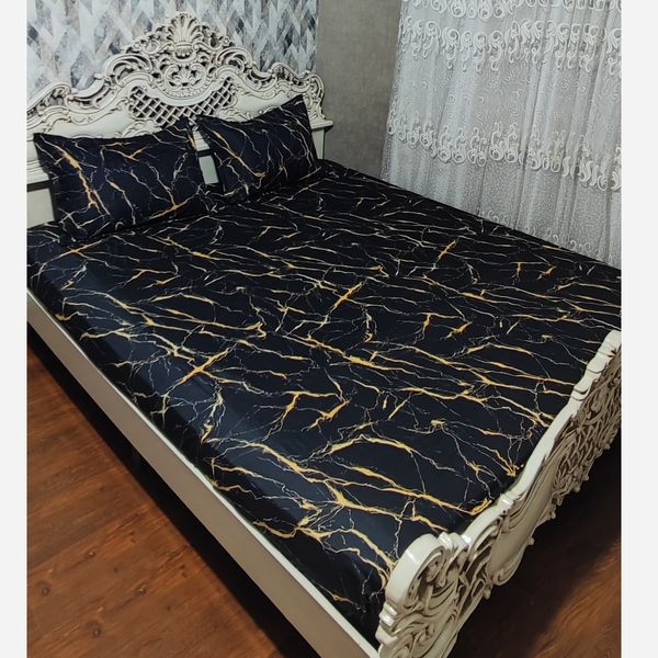 روتختی دونفره طرح ماربل مشکی طلایی