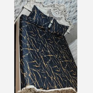 قیمت ارزان روتختی دونفره طرح ماربل مشکی طلایی