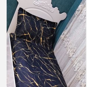 قیمت ملافه تخت یک نفره ماربل مشکی طلایی