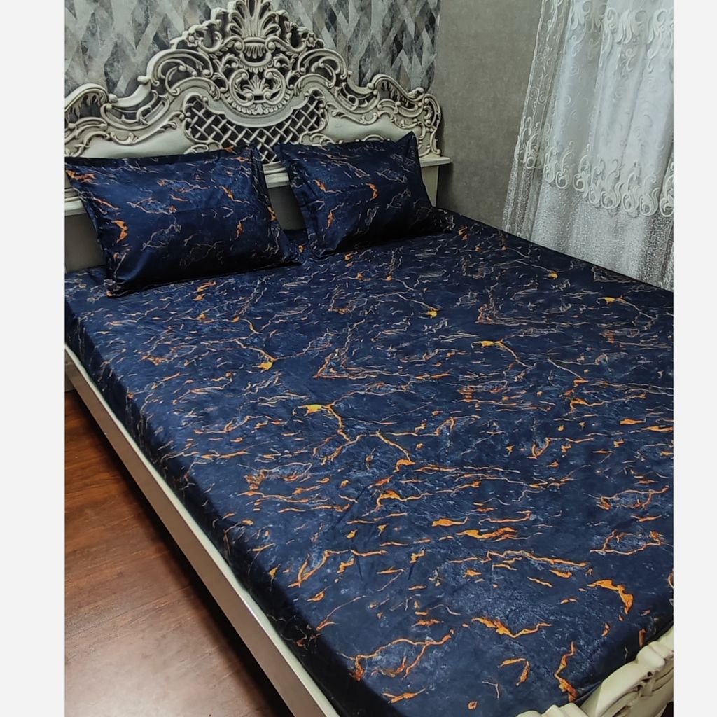 قیمت روتختی سنگی طلایی سورمه ای تیره دونفره